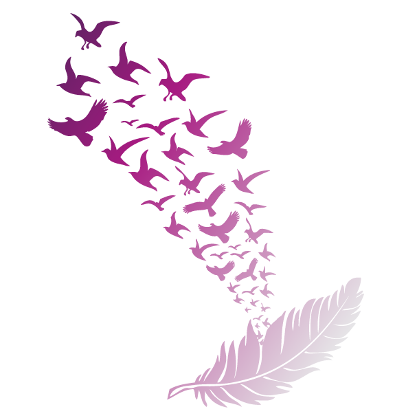 Feather turning into birds in pink gradient