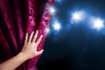 Hand pulling stage curtain